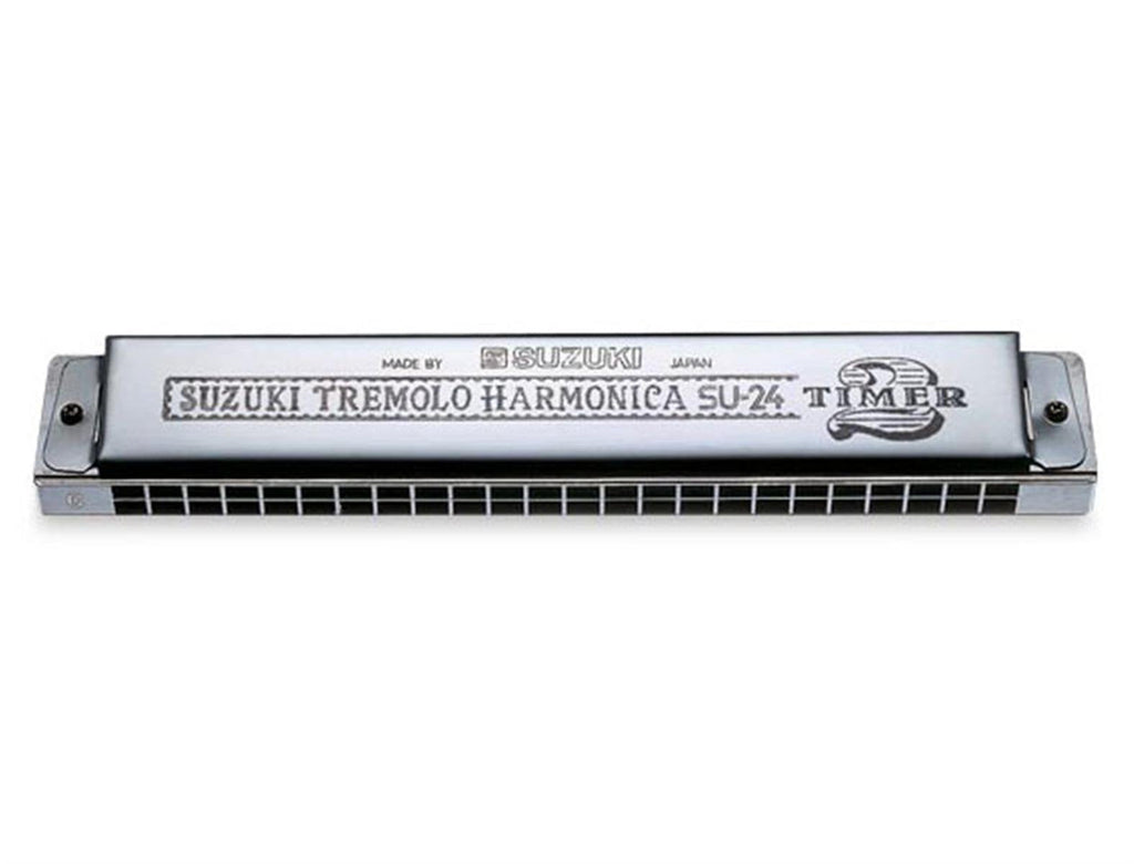 Suzuki 24-hole Tremolo Harmonica SU-24 Two-Timer - key of C Silver