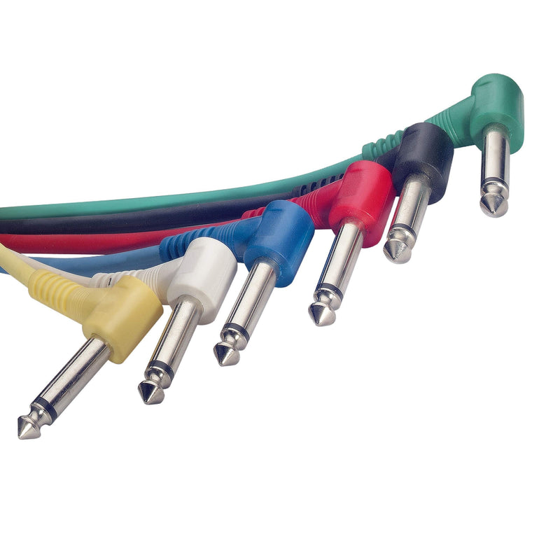 Stagg SPC060L E 60cm Mono Angled Patch Cable - Multicolour (Pack of 6) 0.6m Set of 6
