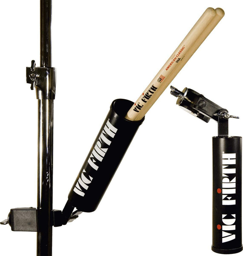 Vic Firth Steel Stick Caddy Stick Holder with Clamp - Black with Logo Original Version