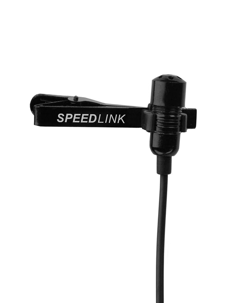 Speedlink Spes Clip-On Microphone SL-8691-SBK-01, Metal Casing, Noise Suppression, Flexible Usage, Detachable Metal Clip, 3.5 Millilitre Jack Plug, Black Clip Microphone