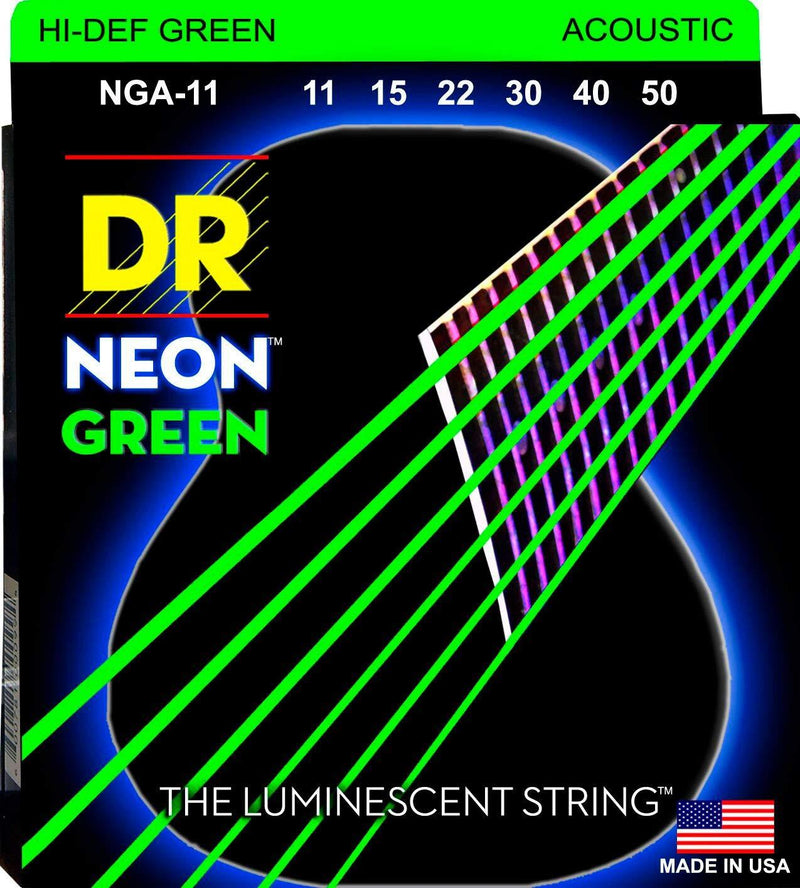 DR Strings Hi-Def Neon Green Acoustic Medium - Lite