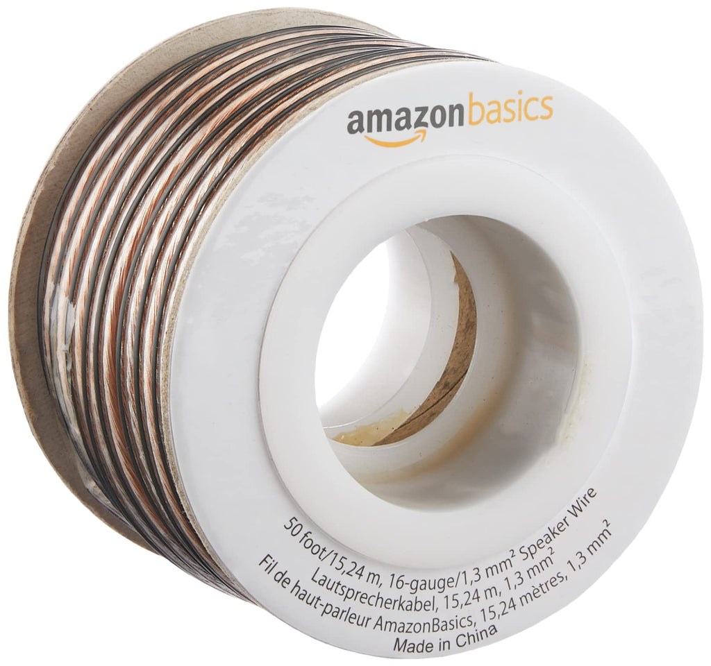 Amazon Basics 16-Gauge Speaker Wire 1.3 mm² - 15.24 m (50 feet) Transparent