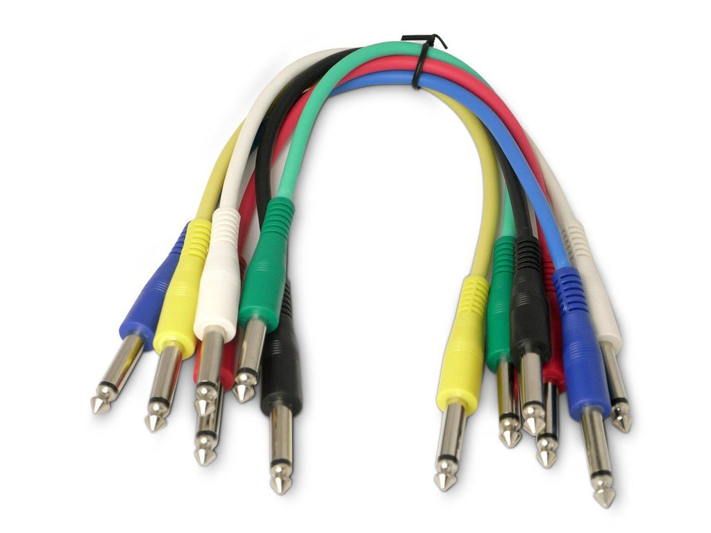 6 Snakebite Professional Patch Cables. Mono, straight, jack to jack connectors. Ideal for linking guitar effects pedals or use on studio patchbays 0.3 metre