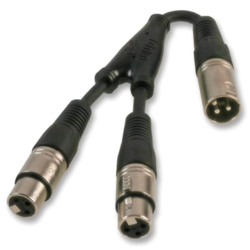 Pulse PLS00288 3 Pin XLR Male to 2x Female Adaptor Lead, Black