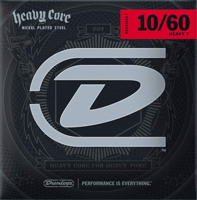 Dunlop DHCN1060 Heavy Core Nickel Wound Guitar Strings, Heavy, .010–.060, 7 Strings/Set