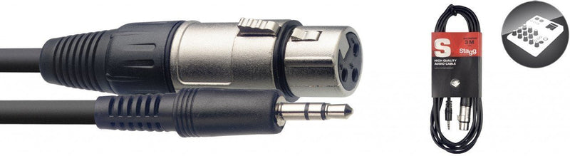 Stagg SAC1MPSXF Pro-Series 1m Mini Jack to XLR Microphone Cable - Black XLRf to Mini Jack Single