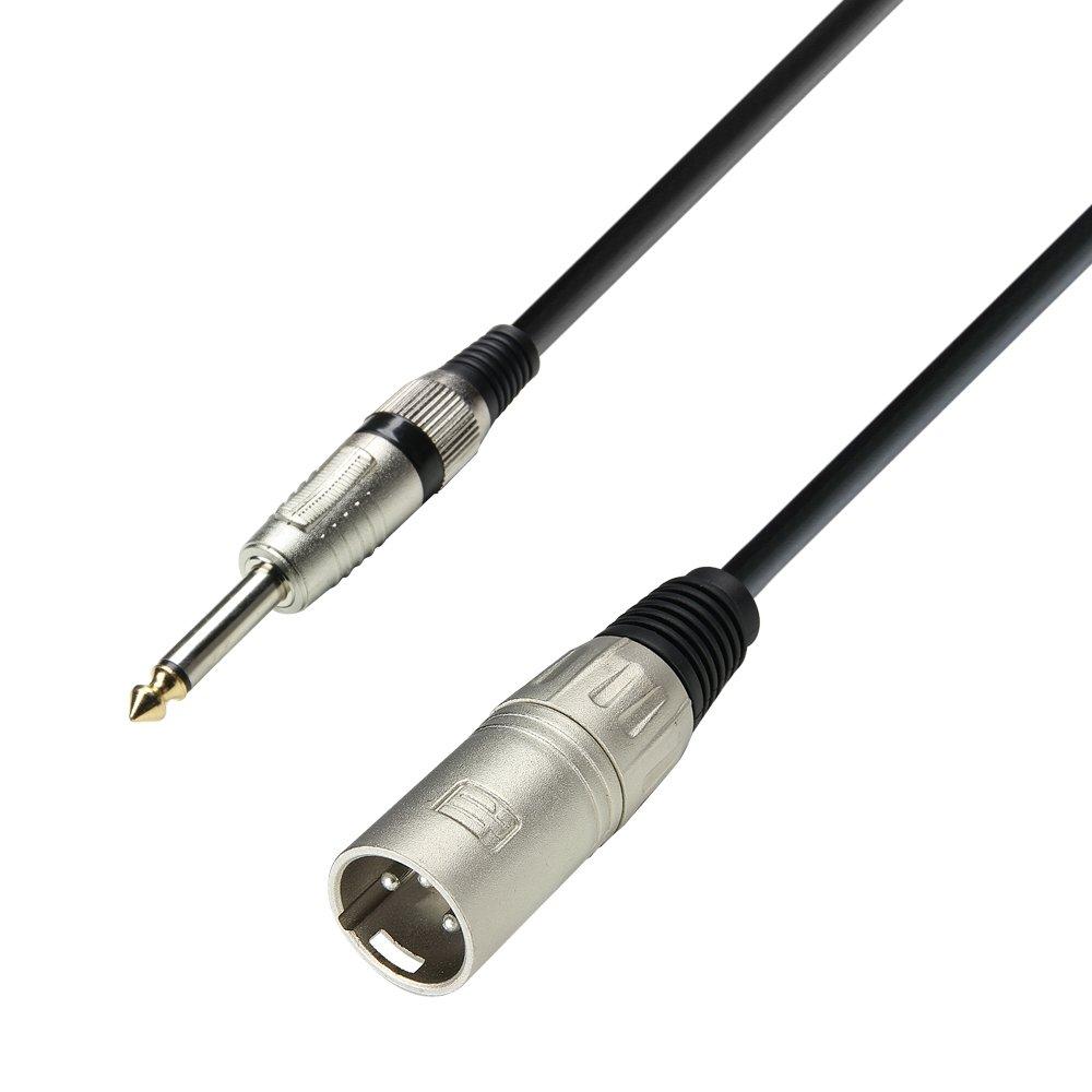 Adam Hall 3 Star Series 10m XLR Male to 6.3mm Jack Mono Microphone Cable 10 Meter