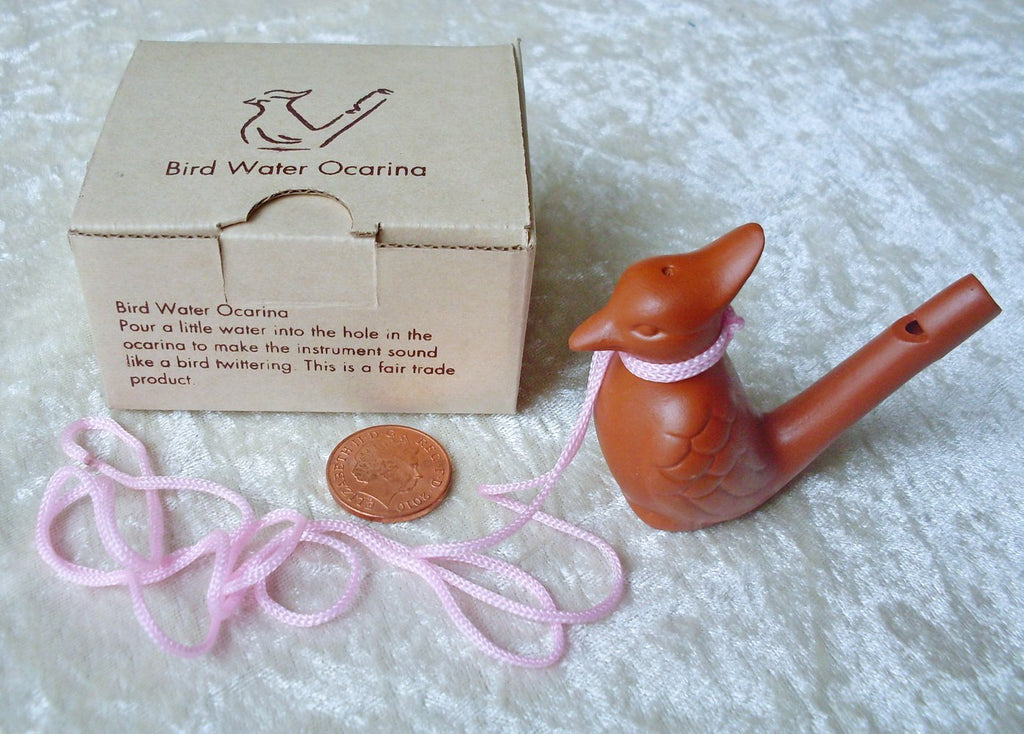 FAIR TRADE BIRD WATER OCARINA WHISTLE WITH WARBLING EFFECTS