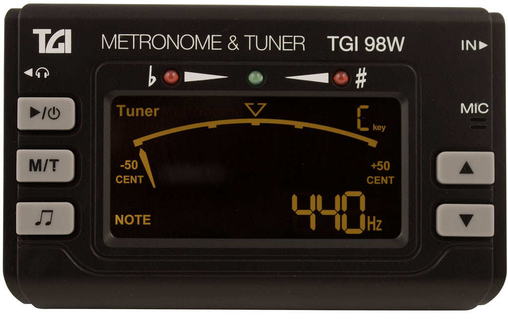 TGI TGI98W Woodwind and Brass Clip on Tuner with Metronome, Black