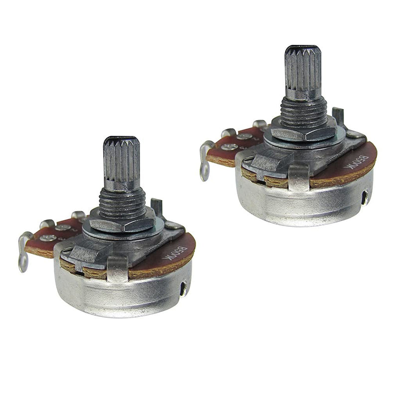 IKN 2pcs Full Size B500K Linear Taper Potentiometer Guitar Tone Volume Control Pots with Bayonet L15mm Short Knurled Split Shaft