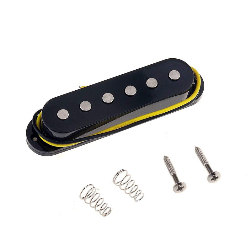 Musiclily 52mm Ceramic Guitar Single coil Bridge Pickup for Strat or Squier Style,Black Bridge black