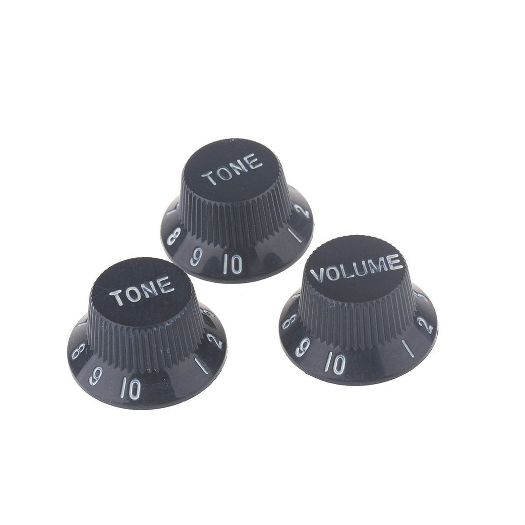 Musiclily Metric 1 Volume and 2 Tone Strat Knobs Set for Fender Stratocaster Guitar, Black