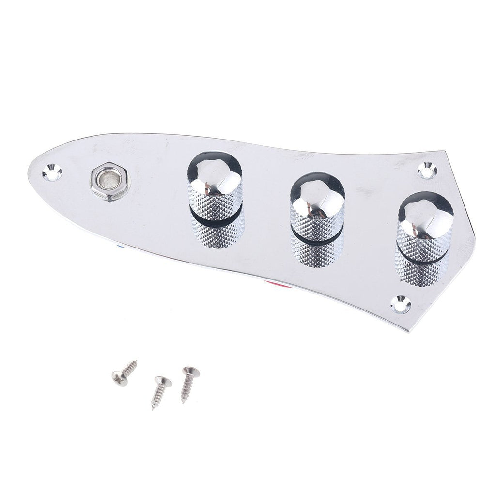 Musiclily Chrome Jazz Bass Wired Control Plate Set for Fender Jazz Style