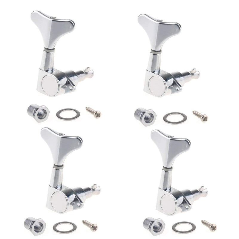 Musiclily 4 Inline Sealed Bass Tuners Tuning Pegs Keys Machine Heads Set for Precison Bass or Jazz Bass, Chrome