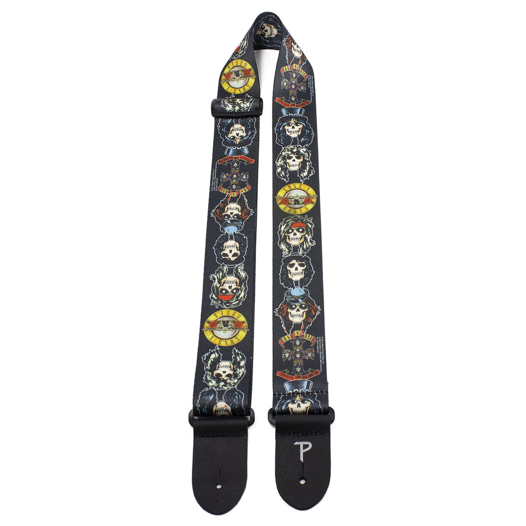 Perri's Leathers | Guns n Roses Polyester Guitar Strap|2” Wide, Adjustable 44.5” to 53” (Bass, Electric, and Acoustic Guitar Strap|(LPCP-6012)
