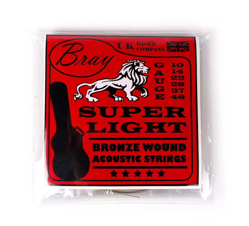 Bray Super Light Bronze Wound Acoustic Guitar Strings (10 - 48) Perfect For Gibson, Ibanez, Tanglewood, Yamaha & Fender Acoustic Guitars Super Light (10 - 48)