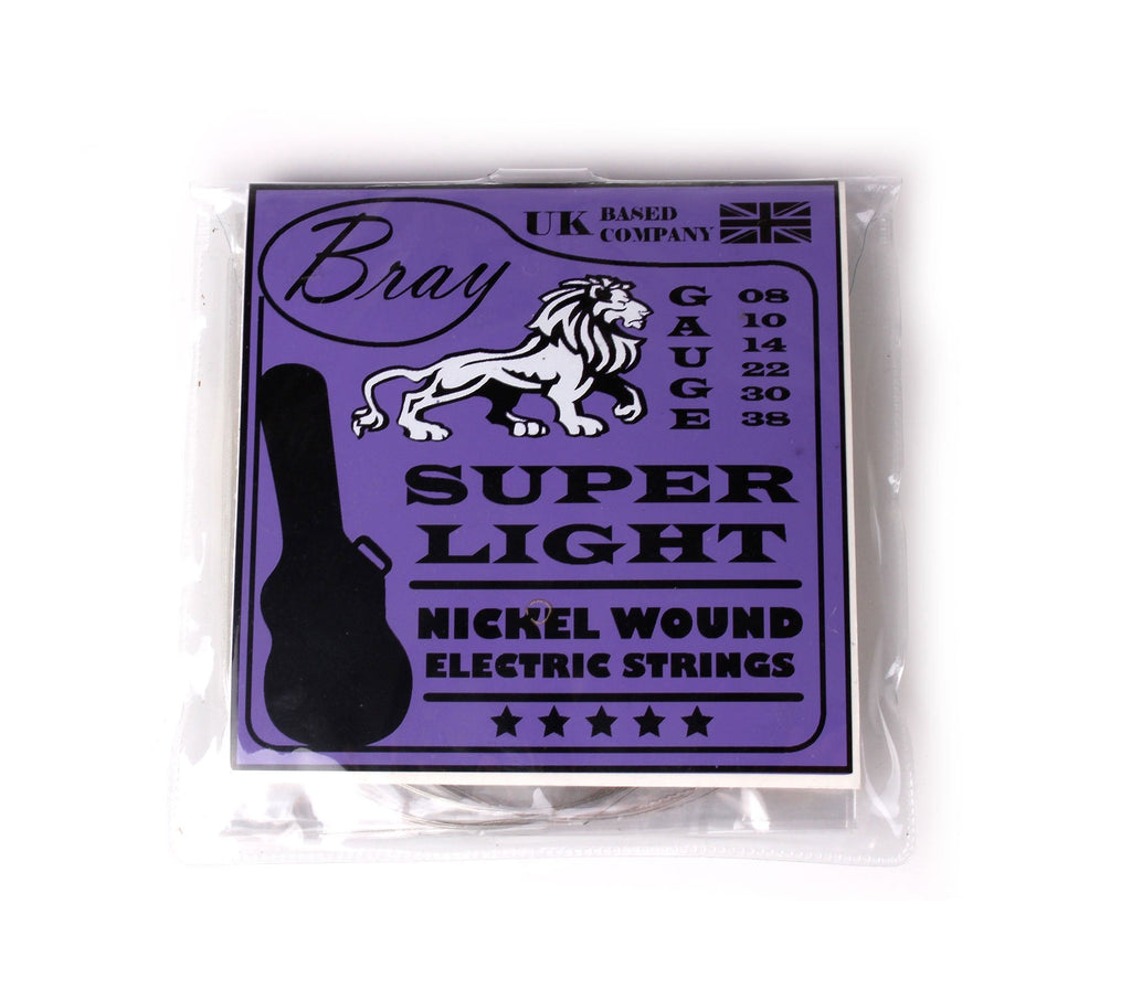Bray Super Light Nickel Wound Electric Guitar Strings (08 - 38) Perfect For Fender, Gibson, Ibanez, Yamaha & Squier Electric Guitars Super Light (08 - 38)