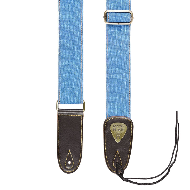 Leather & Cotton Adjustable Guitar Strap 1.5m For Acoustic/Electric/Bass (Blue) Blue