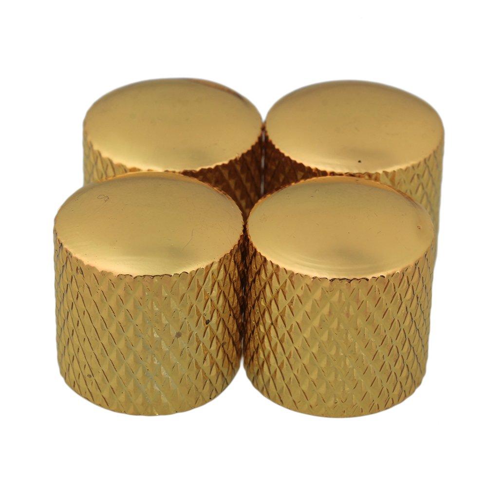 BQLZR Guitar Parts Gold Metal Dome Knobs For Guitar and Bass Pack of 4