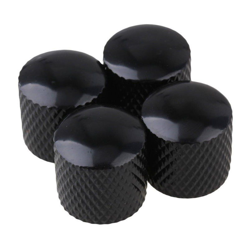 BQLZR Black Plated Metal Electric Guitar Bass Dome Tone Knobs Pack of 4