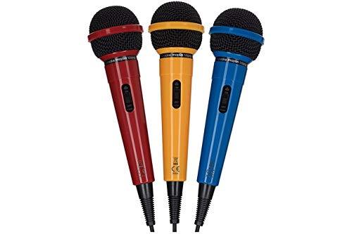 MAPLIN 3 Pack Karaoke Dynamic Directional Microphones Red Yellow Blue 0.25 3m