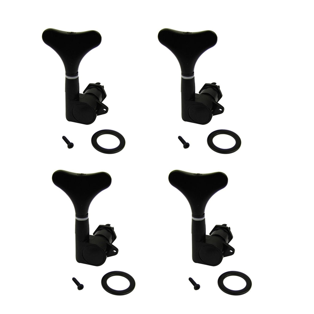 Musiclily 4-in-line Sealed Bass Tuning Pegs Keys Machine Head Tuners Set Right Hand for Gotoh Style Bass,Black Black