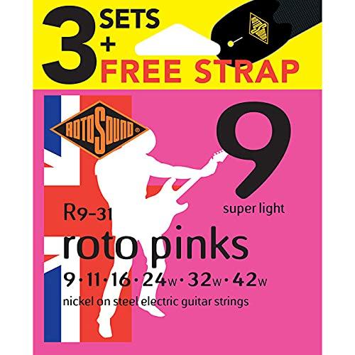 Rotosound R9-31 Electric Guitar Strings with Strap (Pack of 3) Single