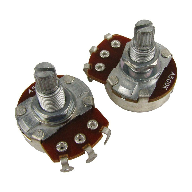 Musiclily Metric Full Size 18mm Split Shaft Pots A500K Guitar Potentiometers (2 Pieces)