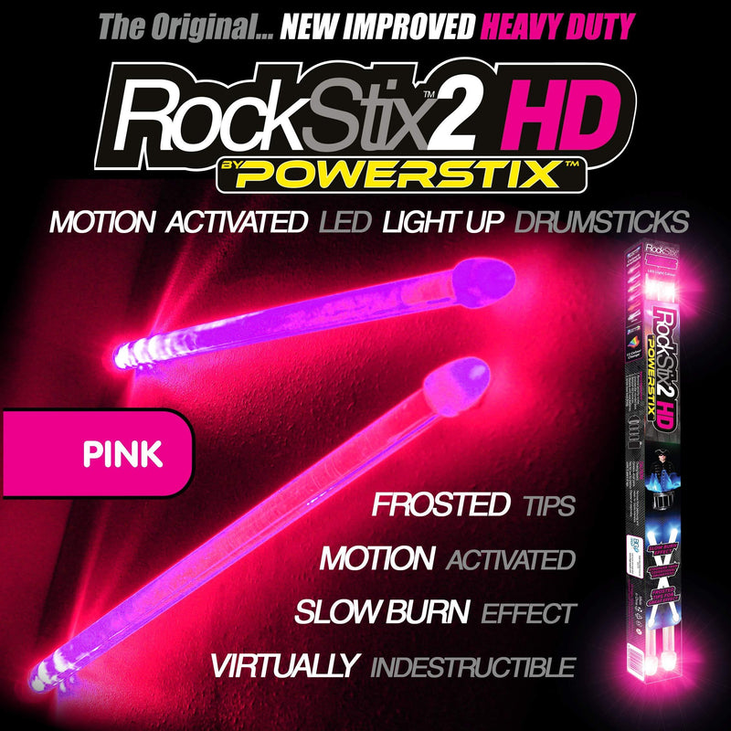 HOT PINK - ROCKSTIX2 HD LED LIGHT UP DRUM STICKS - (FIRESTIX)