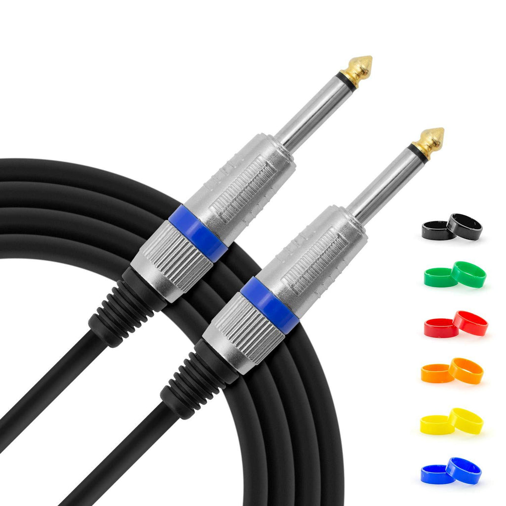 Tiger GTC4-03 3 Metre 10 Foot - 6.3mm 1/4 Inch Jack to Jack Guitar Instrument Cable with Interchangeable Coloured Loops