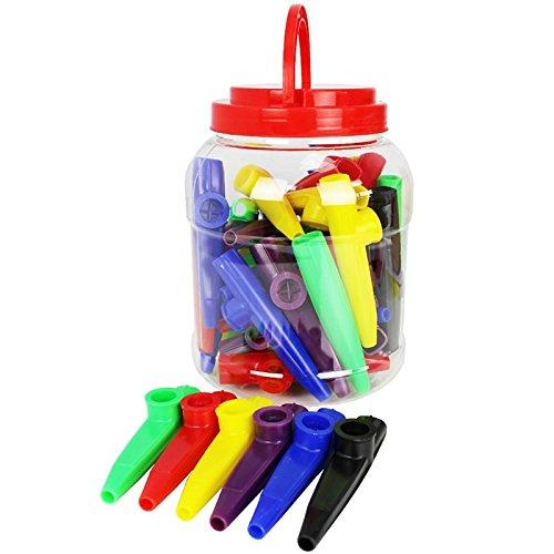 A-Star AP8100 Plastic Multi Coloured Kazoos - Pack of 40 - In Plastic Tub with Carry Handle, Multi-Coloured