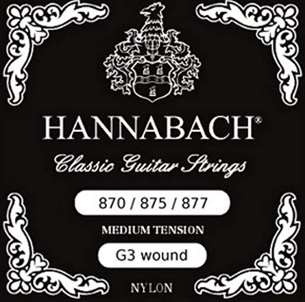 Hannabach Strings for Classic Guitar G/3 Nylon Wound 870MT Medium Tension Copper Silver-plated