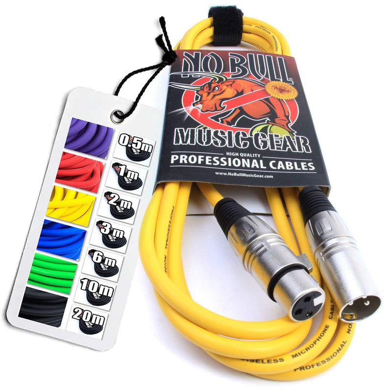 No Bull Music Gear' Premium XLR Cable (Yellow, 3m): Achieve a Clearer Audio Signal with a High Quality Balanced Male to Female Microphone Lead, plus Cable Tie