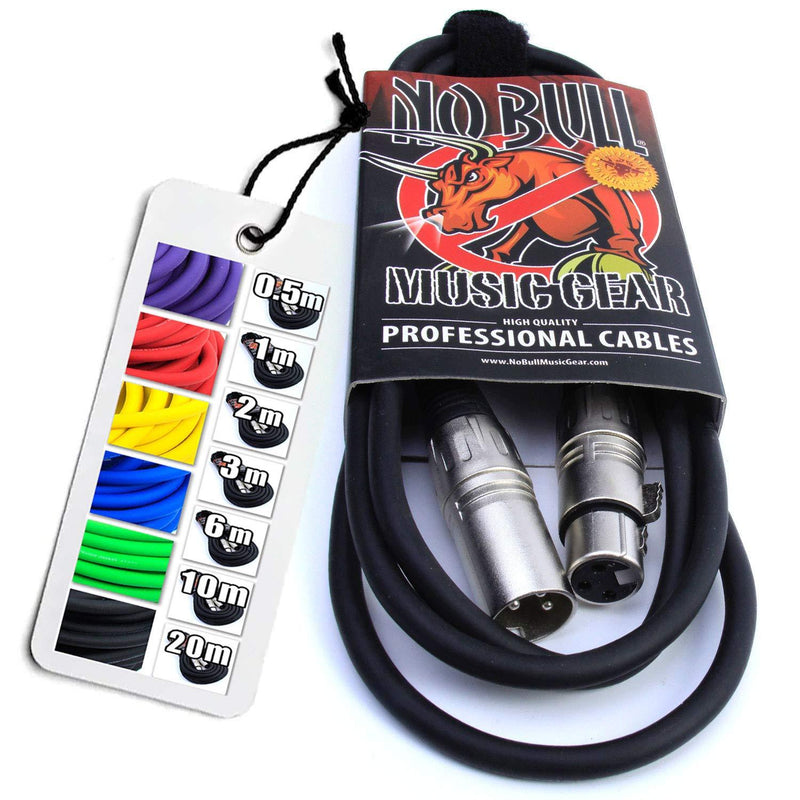 Nordell No Bull Music Gear' Premium XLR Cable (Black, 2m): Achieve a Clearer Audio Signal with a High Quality Balanced Male to Female Microphone Lead, plus Cable Tie Black: 2m / 6ft