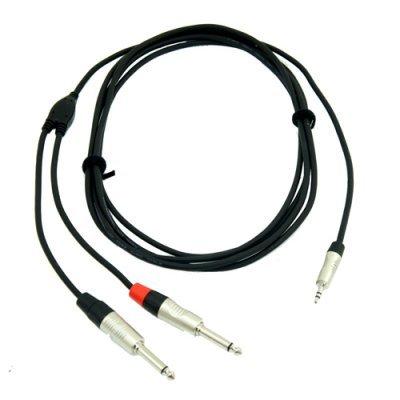 1M Y Lead Cable 3.5mm Stereo Jack to 2 x 1/4" Mono Jack