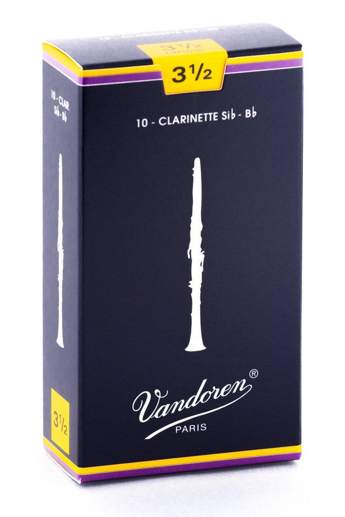 Vandoren Traditional Bb Clarinet Reeds Strength 3.5 Box of 10 (Strength 3.5 Box of 10)