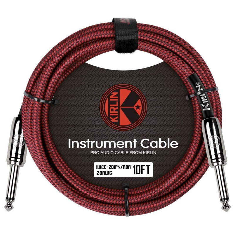 Kirlin IWC201PNRD-20FT Fabric Straight Instrument Cable Guitar Lead, Red, 20 ft