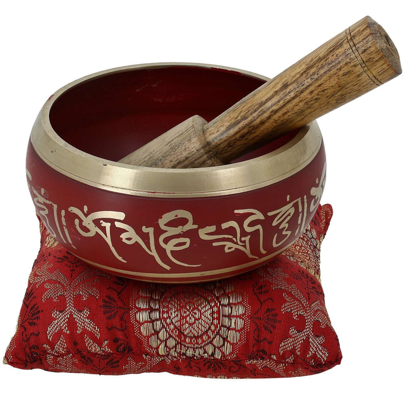 Tibetan Singing Bowl Meditation Red Art Buddhist Décor 4 Inch