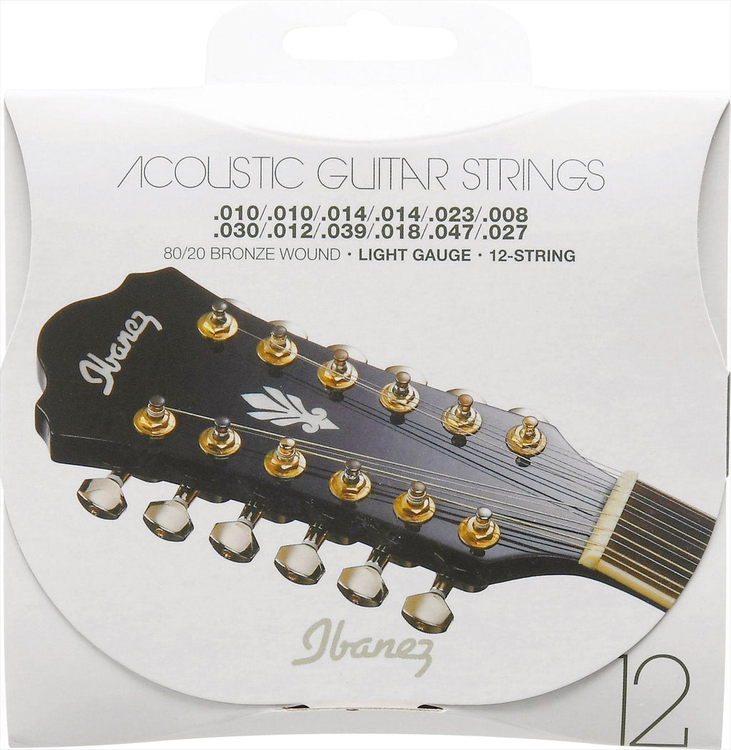 Ibanez IACS12C Bronze Wound 80/20 12 String Acoustic Guitar Strings - Light Gauge .010/.010/.014/.014/.023/.008/.030/.012/.039/.018/.047/.027