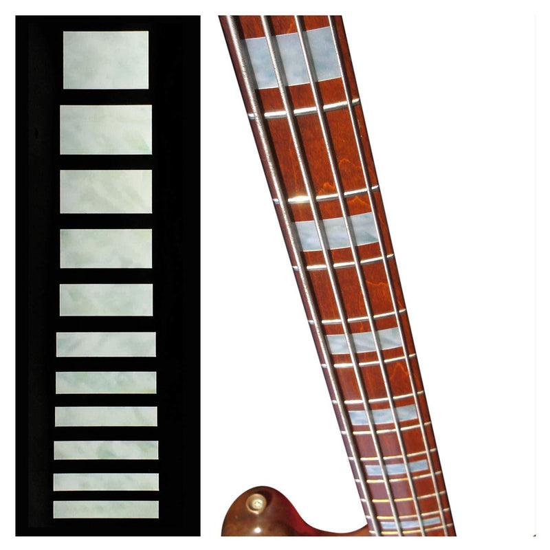 Inlaystickers Fret Markers for Guitars & Bass - Jazz Bass Blocks - White Pearl, FB-101J-WT