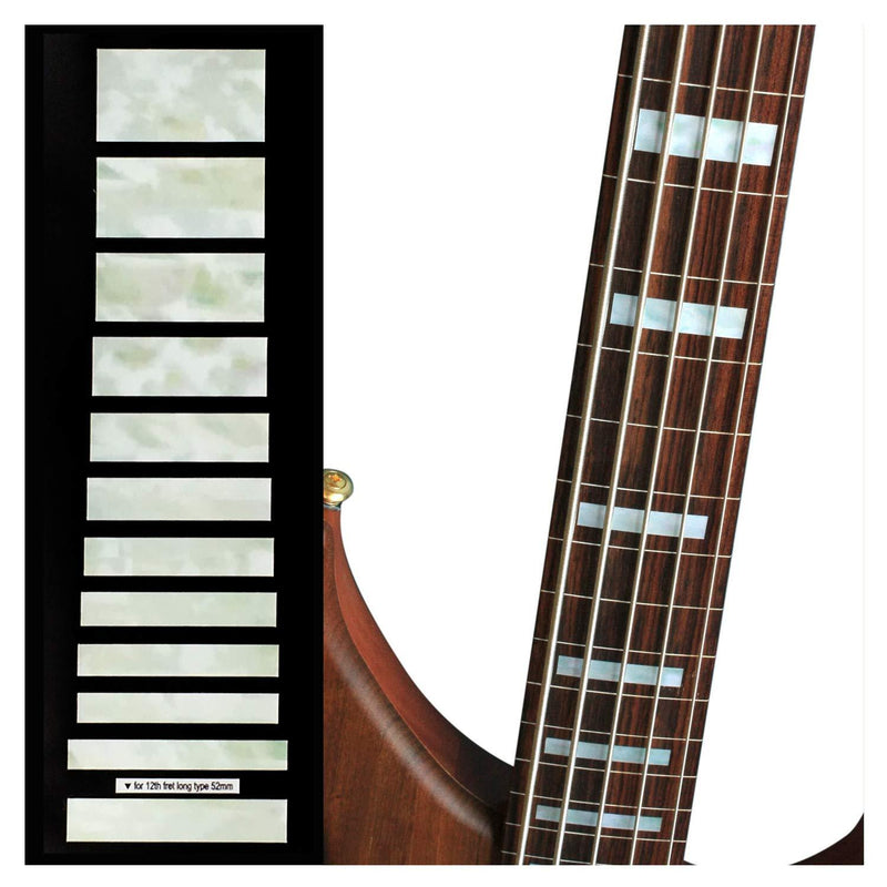 Inlay Sticker Fret Markers for Bass - Jazz Bass Blocks for 5 string - White Pearl, FB-101J5-WT