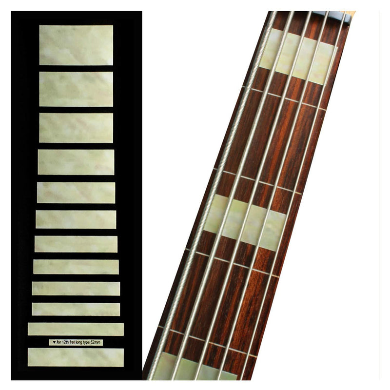 Inlaystickers Fret Markers for Bass - Jazz Bass Blocks for 5 string - Aged White Pearl FB-101J5-AW