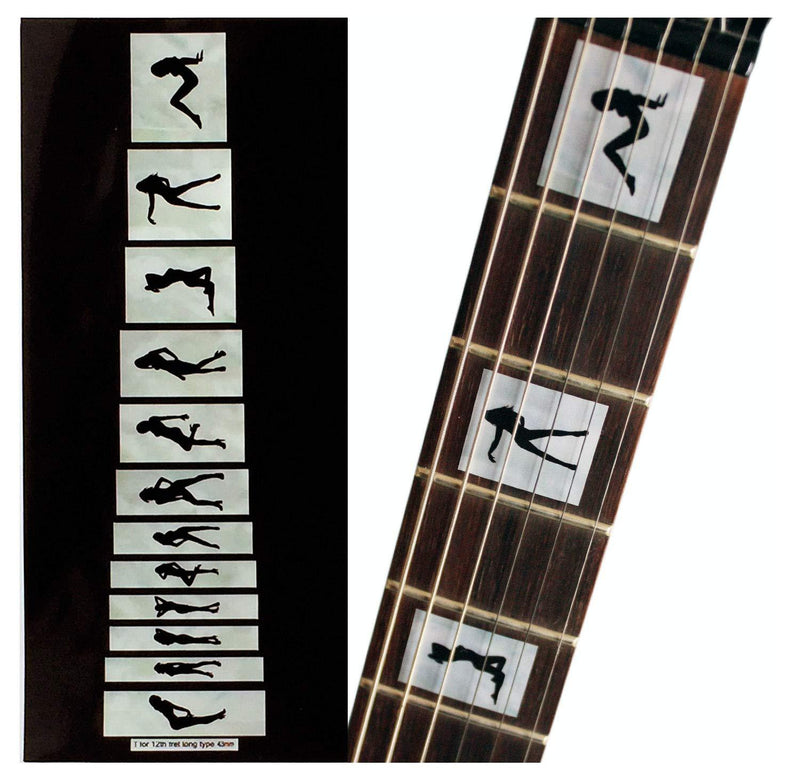 Inlay Sticker Fret Markers for Guitars & Bass - Girls in Blocks,F-041GB-WT