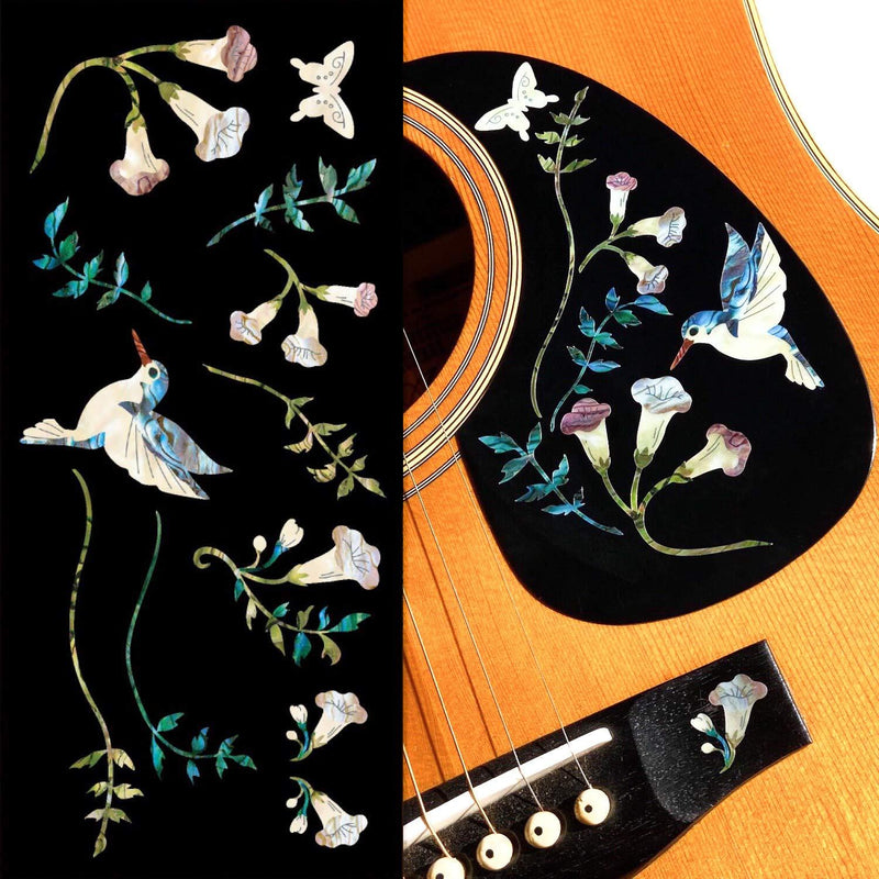 Assorted Hummingbird -Inlay Stickers Set- Abalone Blue