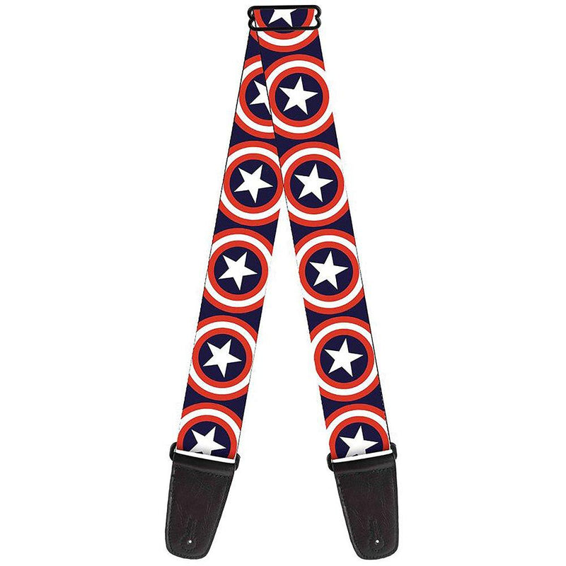 Buckle-Down Guitar Strap - Captain America Shield Repeat Navy - 2" Wide - 29-54" Length