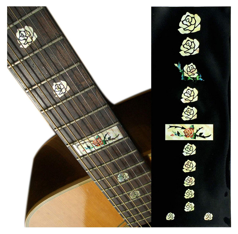 Inlay Sticker Fret Markers for Guitars & Bass - Roses,F-025RS-WT White Pearl