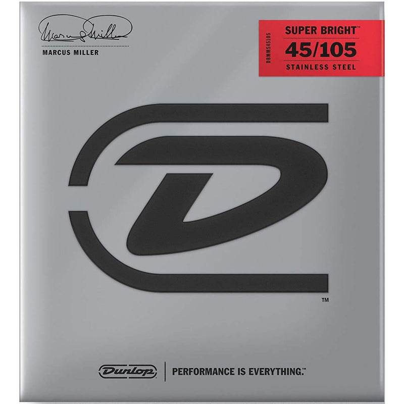 Dunlop DBMMS45105 Marcus Miller Super Bright Bass Strings, Medium, .045–.105, 4 Strings/Set 4 String