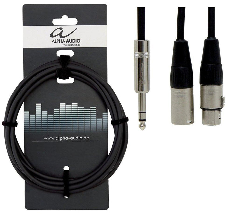 Alpha Audio 190730 1.5 m 6.3 mm Stereo Jack Plug XLR (m) to XLR (f) Pro Line Insert Cable