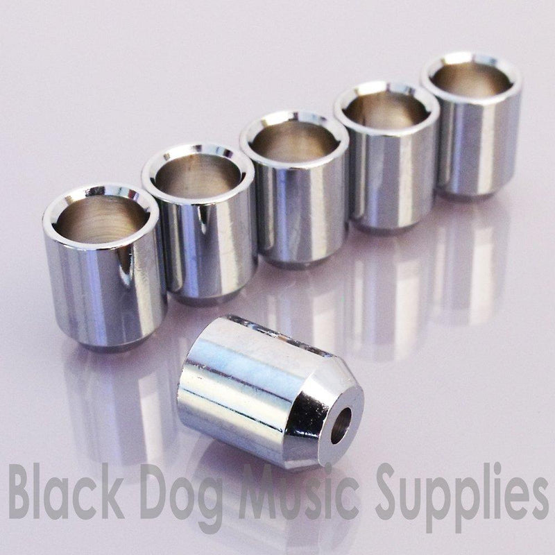 Set of 6 guitar string bushes/ferrules in chrome 8mm dia