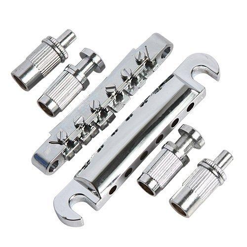 Musiclily ABR-1 Style Tune-o-matic Bridge and Tailpiece Set for Les Paul Style Electric Guitar,Chrome Set Chrome